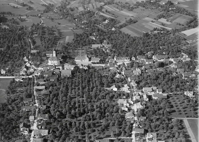 Luftaufnahme der Gemeinde Seengen aus dem Jahr 1925