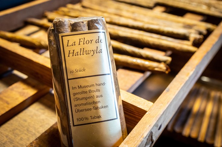 Nahaufnahme einer Packung Zigarren von Schloss Hallwyl