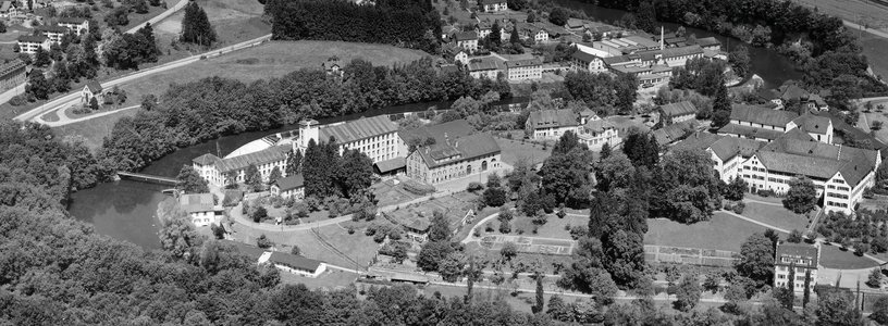 Historische Luftaufnahme Klosterhalbinsel Wettingen um 1964.