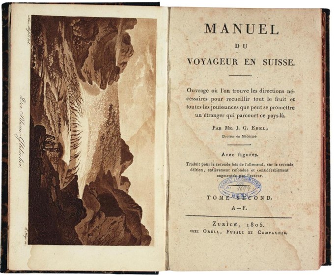 Majestätisches Bild des Rhonegletschers im zweiten Band von J. G. Ebels Reiseführer (1805), das die unberührte Schönheit und Naturgewalt einfängt.